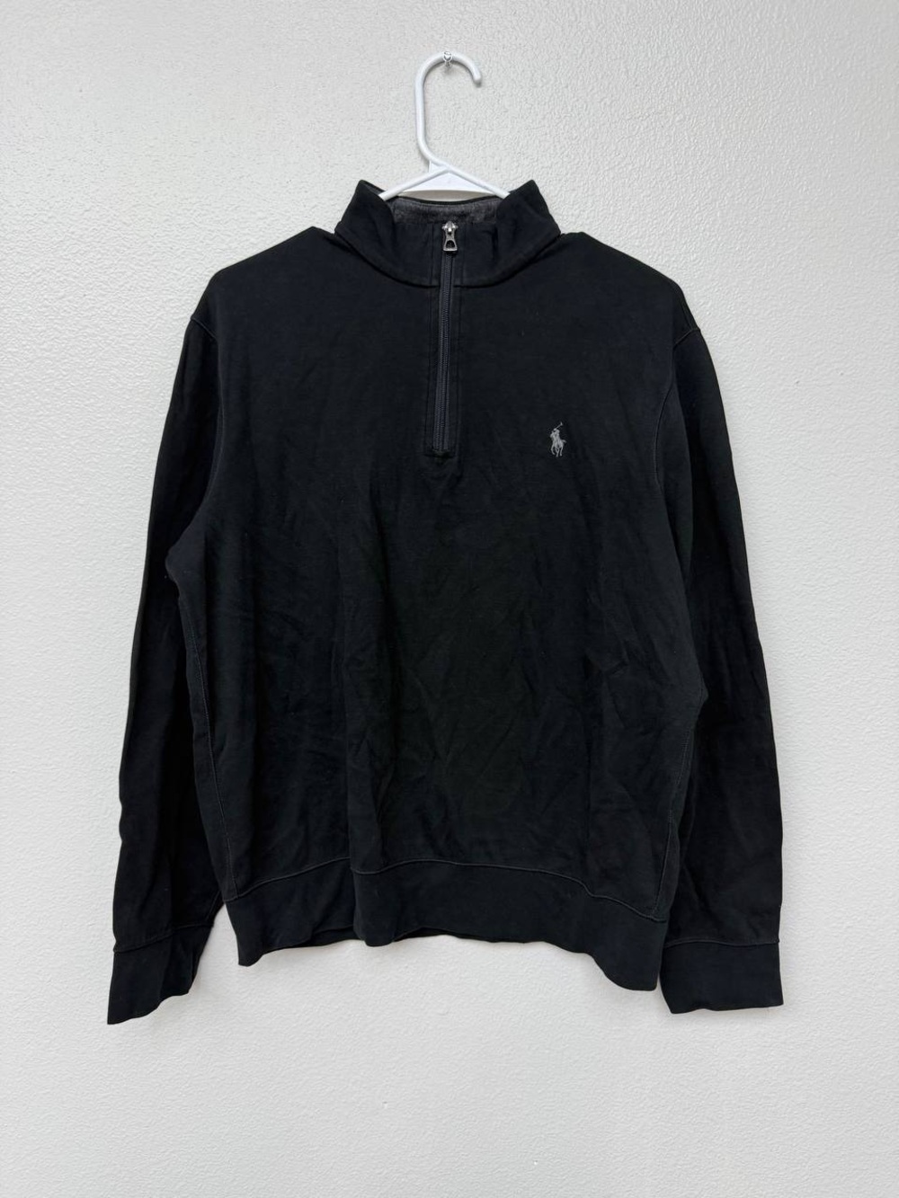Polo Ralph Lauren 1/4 Zip Pullover Sweater Men's M Black Pony Solid Golf Casual